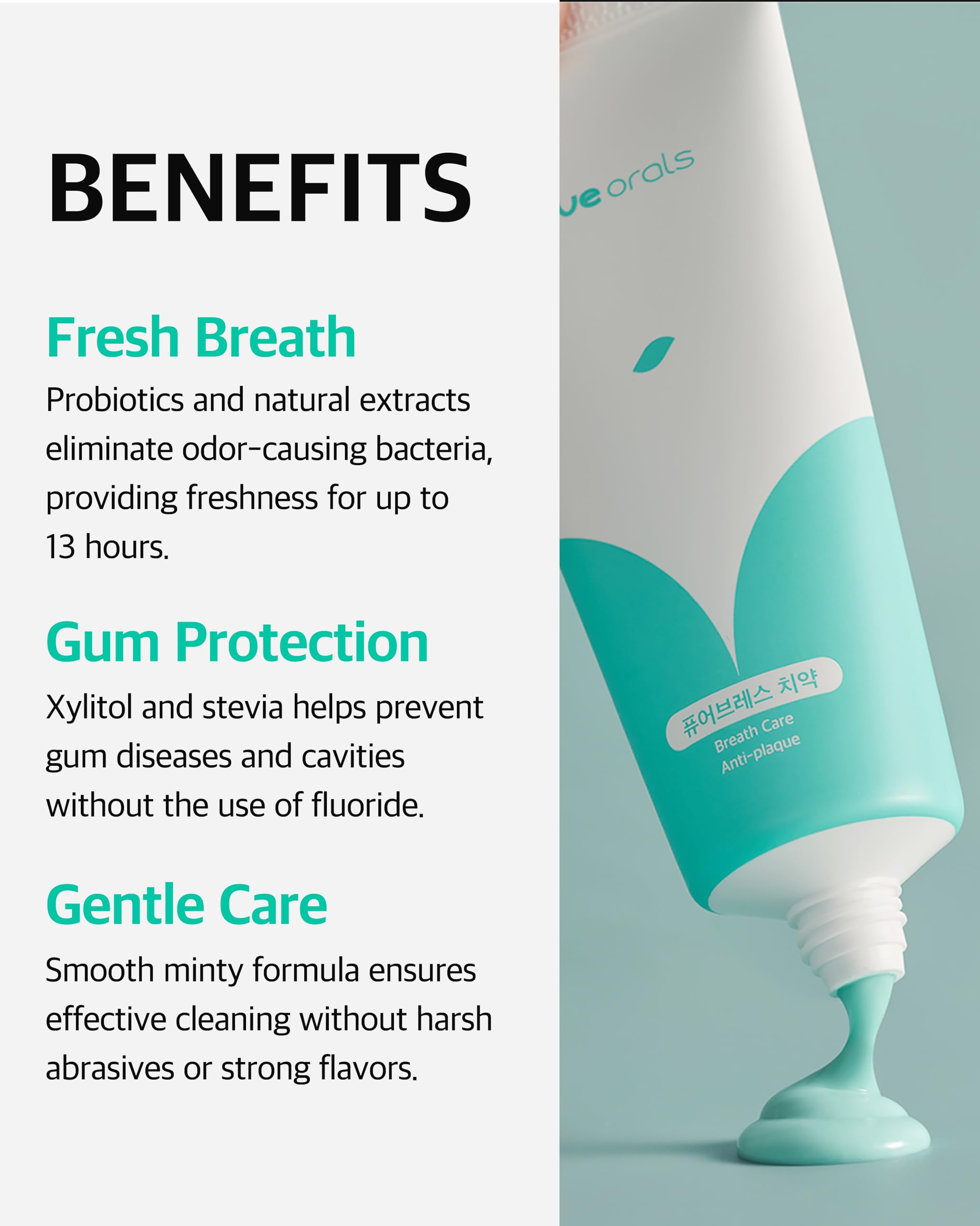Fluoride-free label highlighting sensitive teeth friendly formula