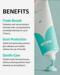 Fluoride-free label highlighting sensitive teeth friendly formula