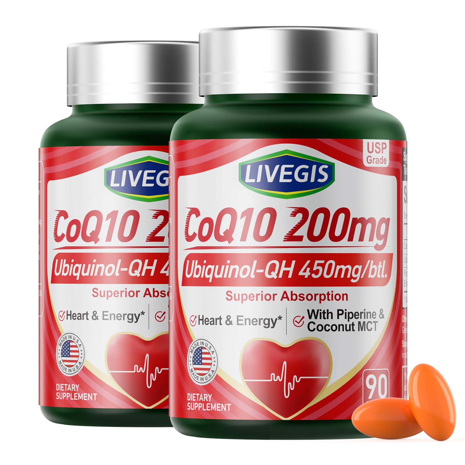 LIVEGIS CoQ10 200mg softgels two-pack hero image