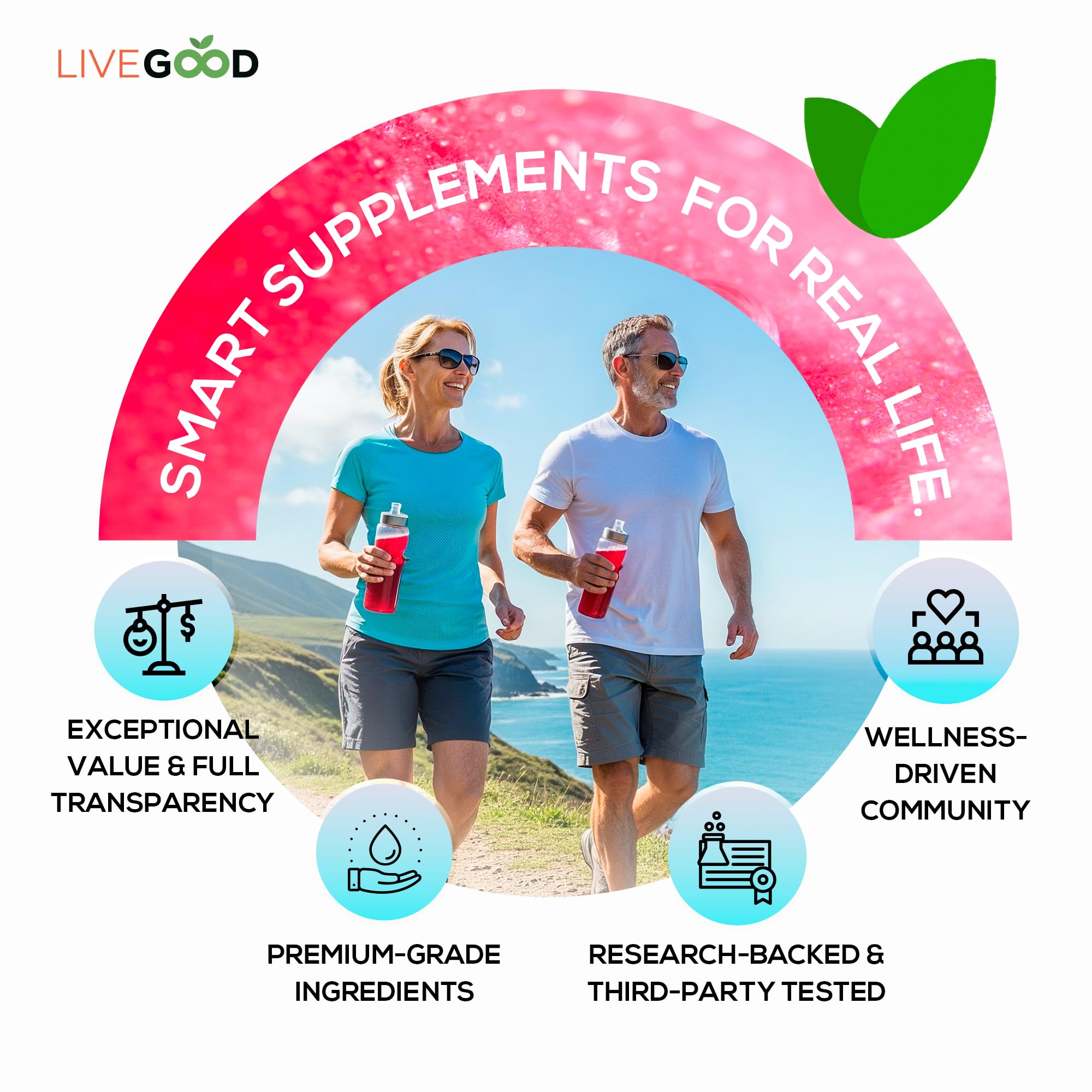 LIVEGOOD E3 packaging and branding highlighting USA-made standards and value