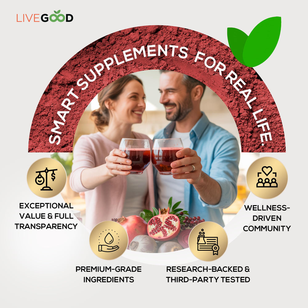 9.25 oz LIVEGOOD Organic Super Reds container on a surface