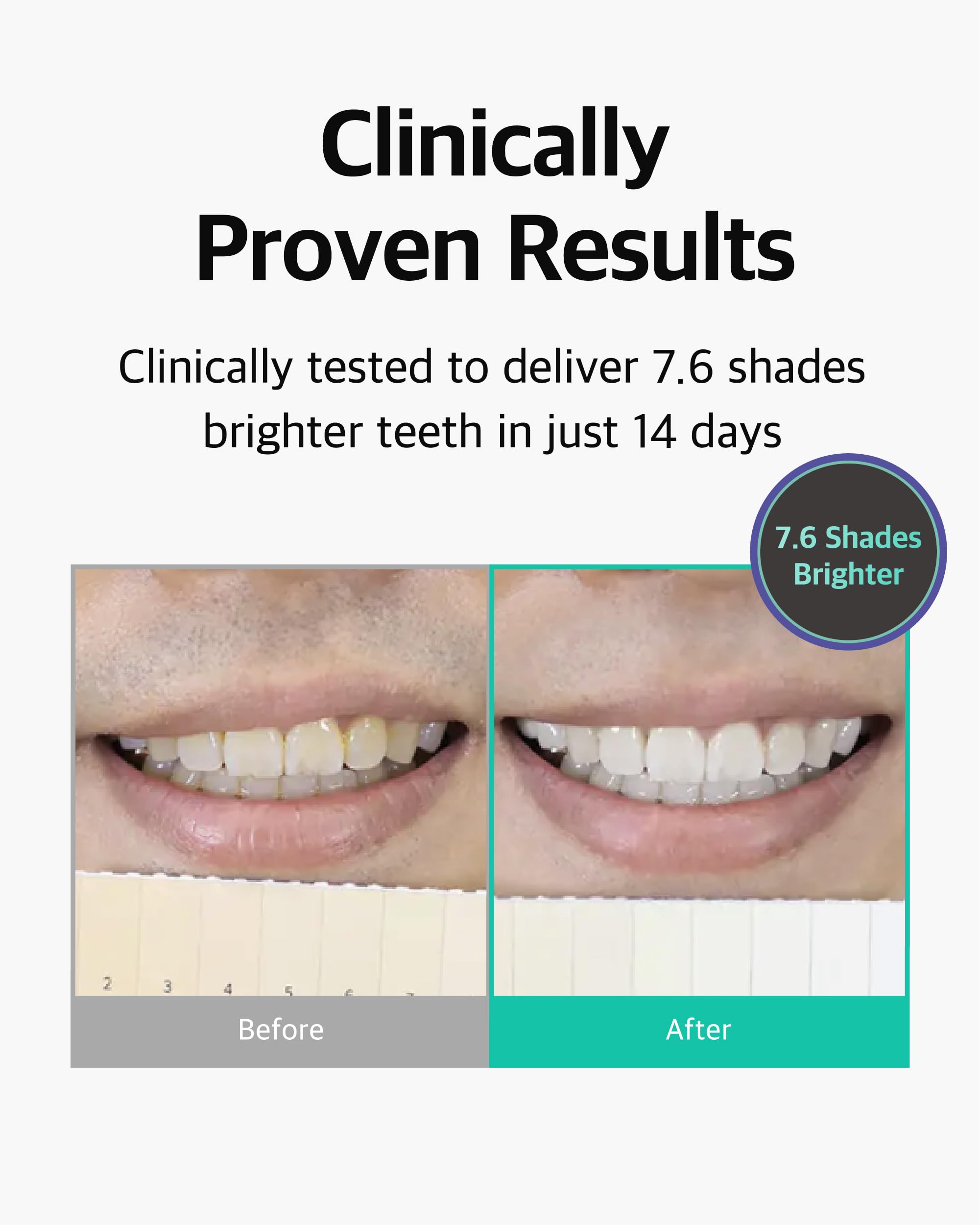 Tube of enamel-safe whitening toothpaste angled for use