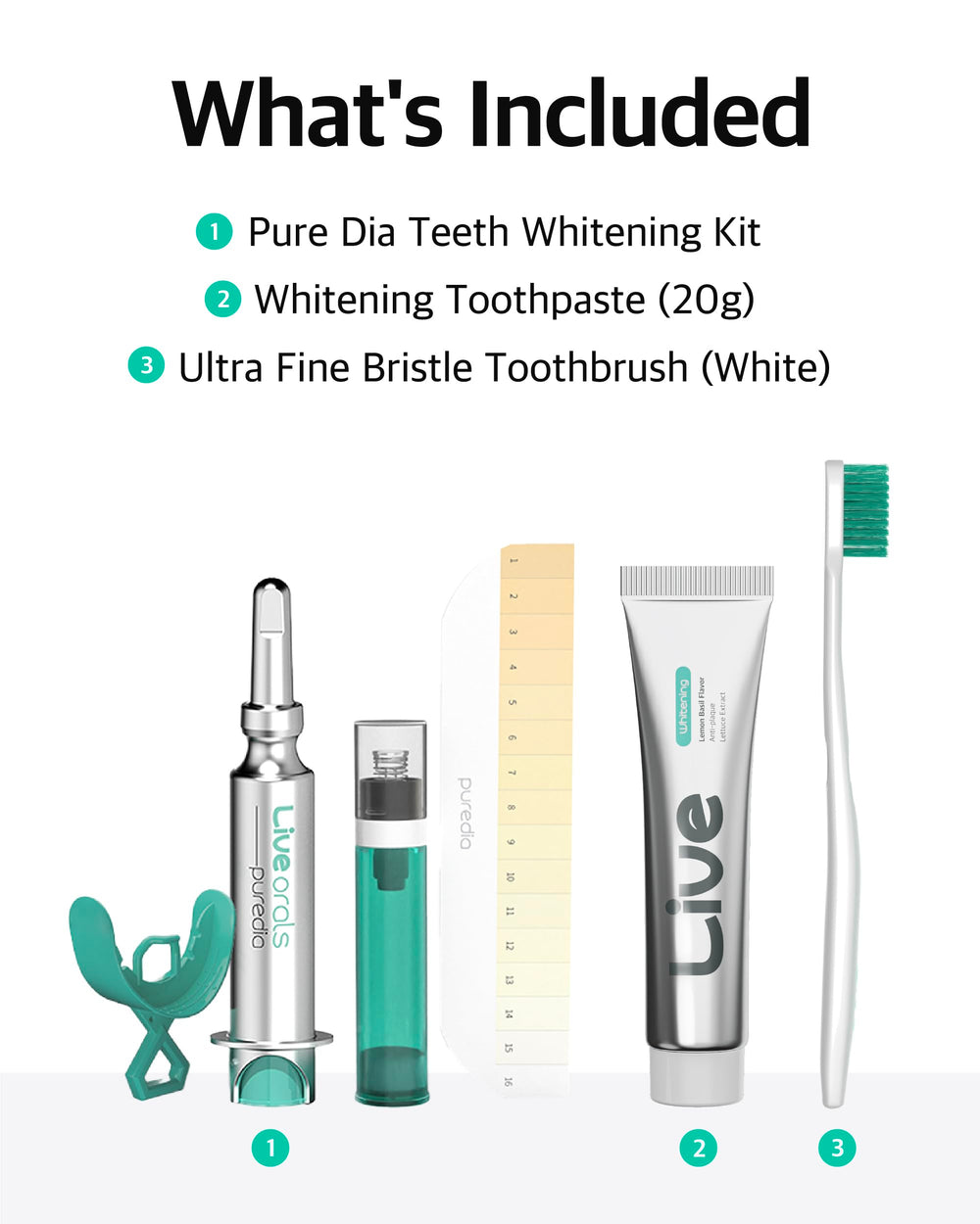 Three Complete LiveOrals whitening sets packaged for travel