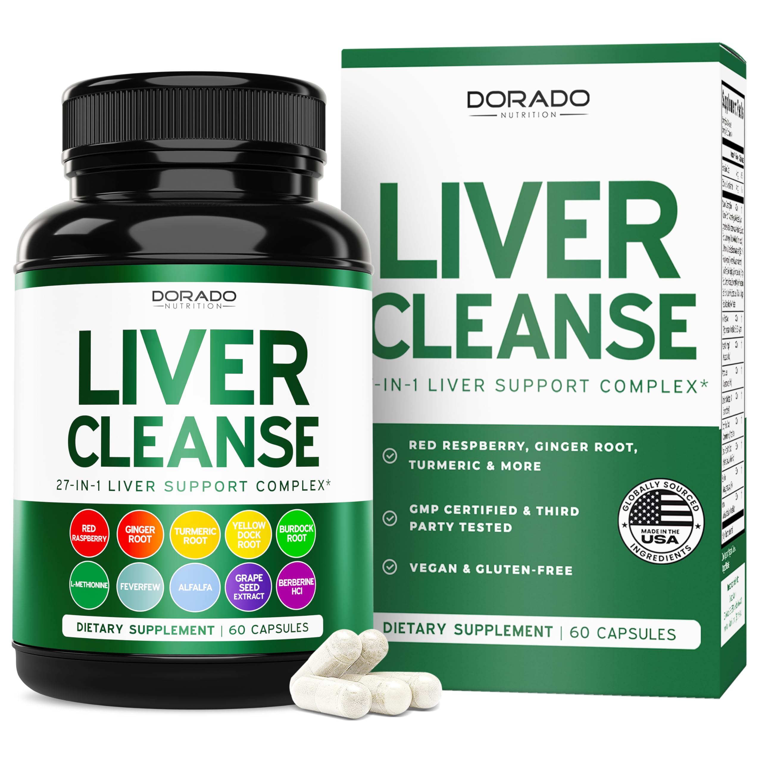 Bottle of Liver Cleanse Detox & Repair with 27-in-1 formula label