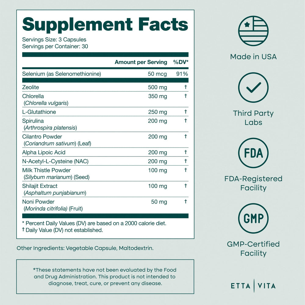 Milk Thistle, Cilantro, and Shilajit components