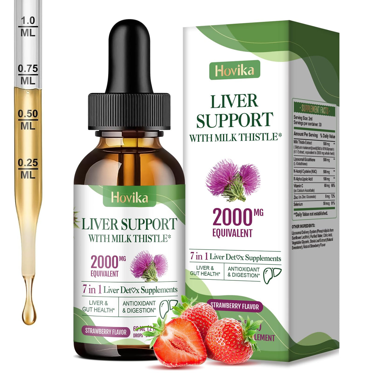 2 oz bottle of strawberry-flavored liver cleanse drops