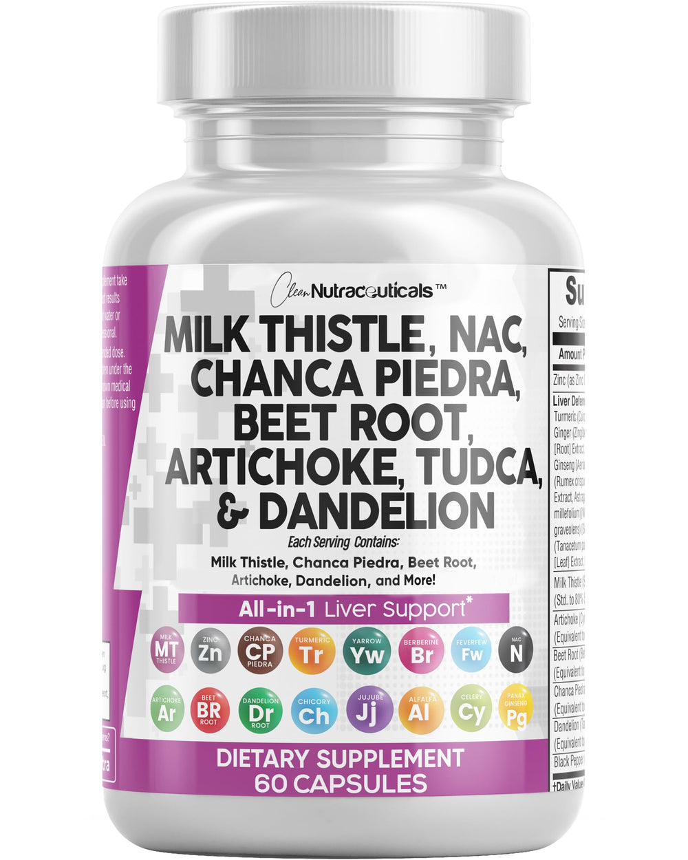Liver cleanse supplement bottle with milk thistle and NAC