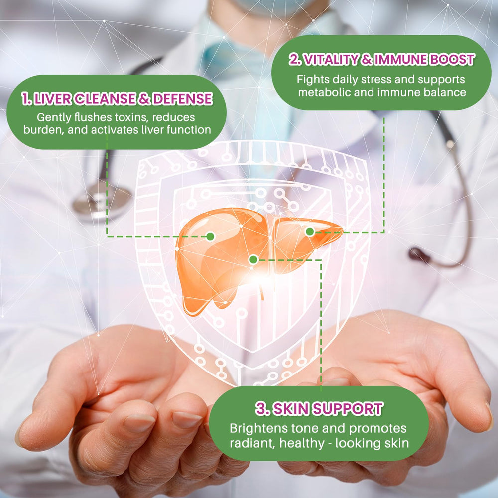 Illustration showing daily use of liver detox drops