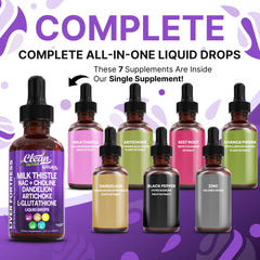 Liver detox liquid drops with ginger and turmeric ingredients