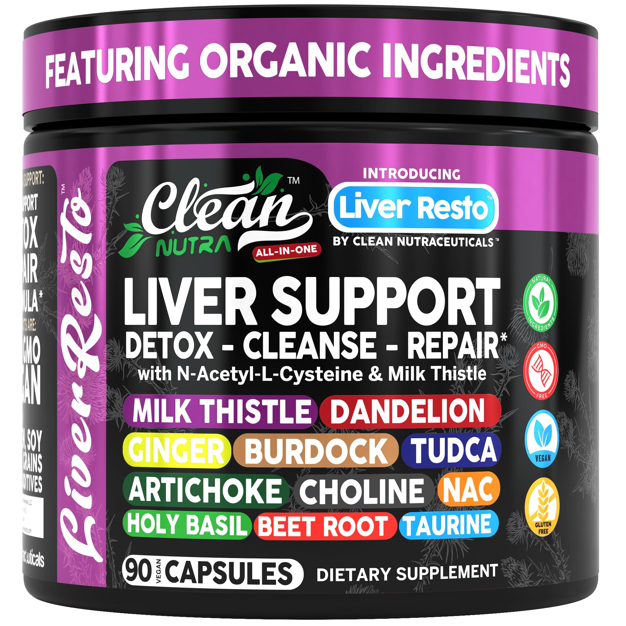 Liver Resto 90 capsules bottle labeled Clean Nutra