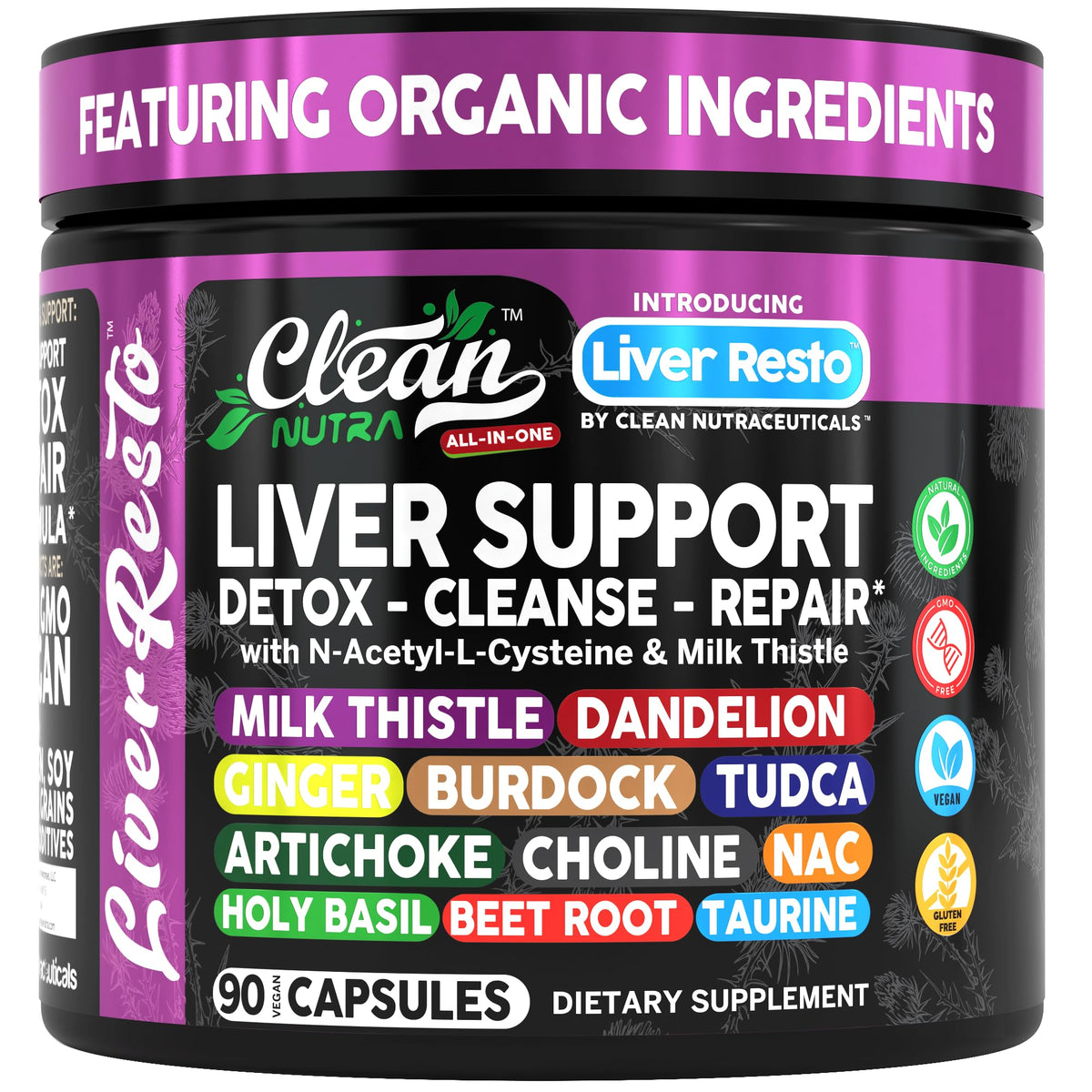 Liver Resto 90 capsules bottle labeled Clean Nutra