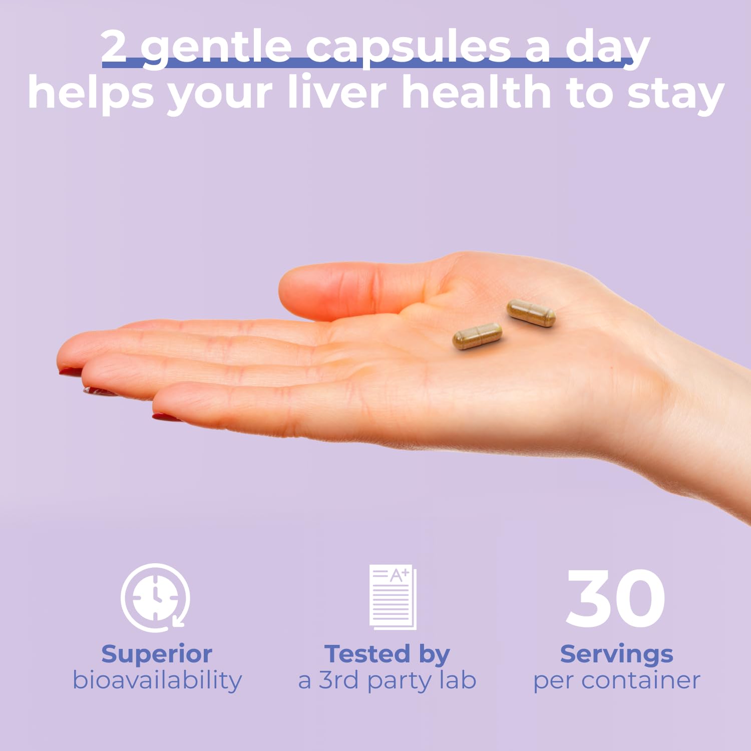 Close-up of vegan capsules in Liver Shield & Cleanse