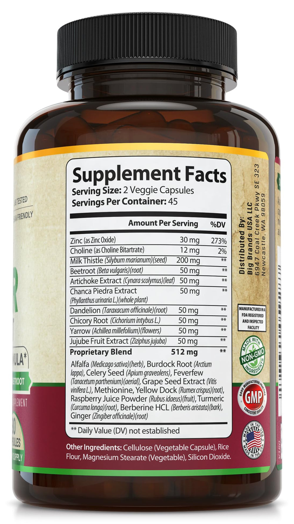 45-day supply of 512mg capsules for liver support