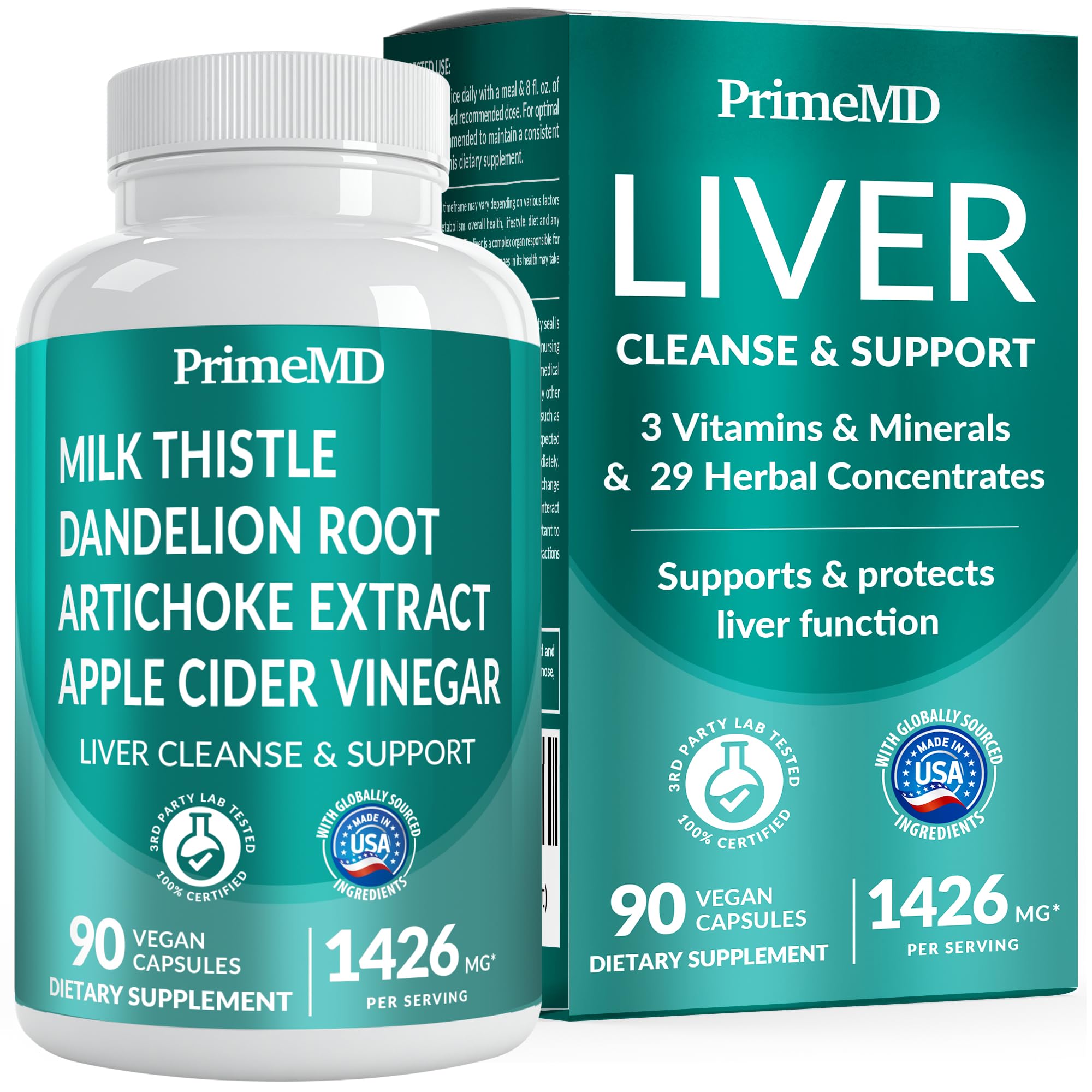 Bottle of 32-in-1 Liver Support Supplement with capsules
