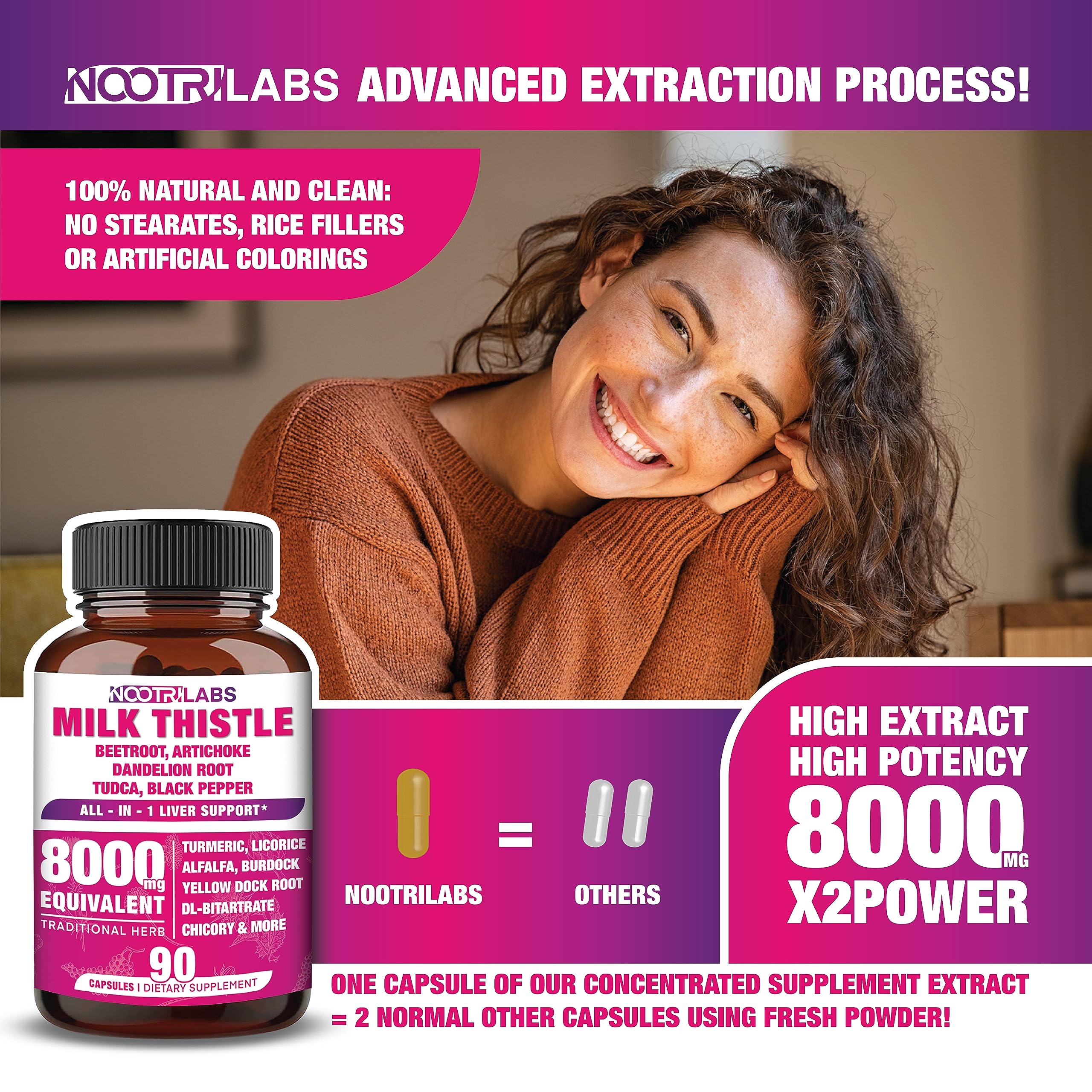Front view of 90 vegan capsules bottle