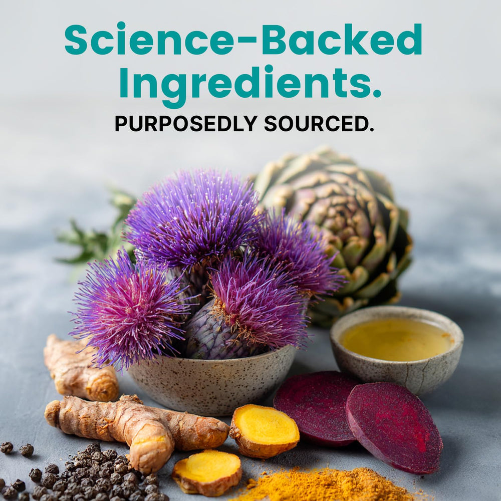 Close-up view of liver support capsules