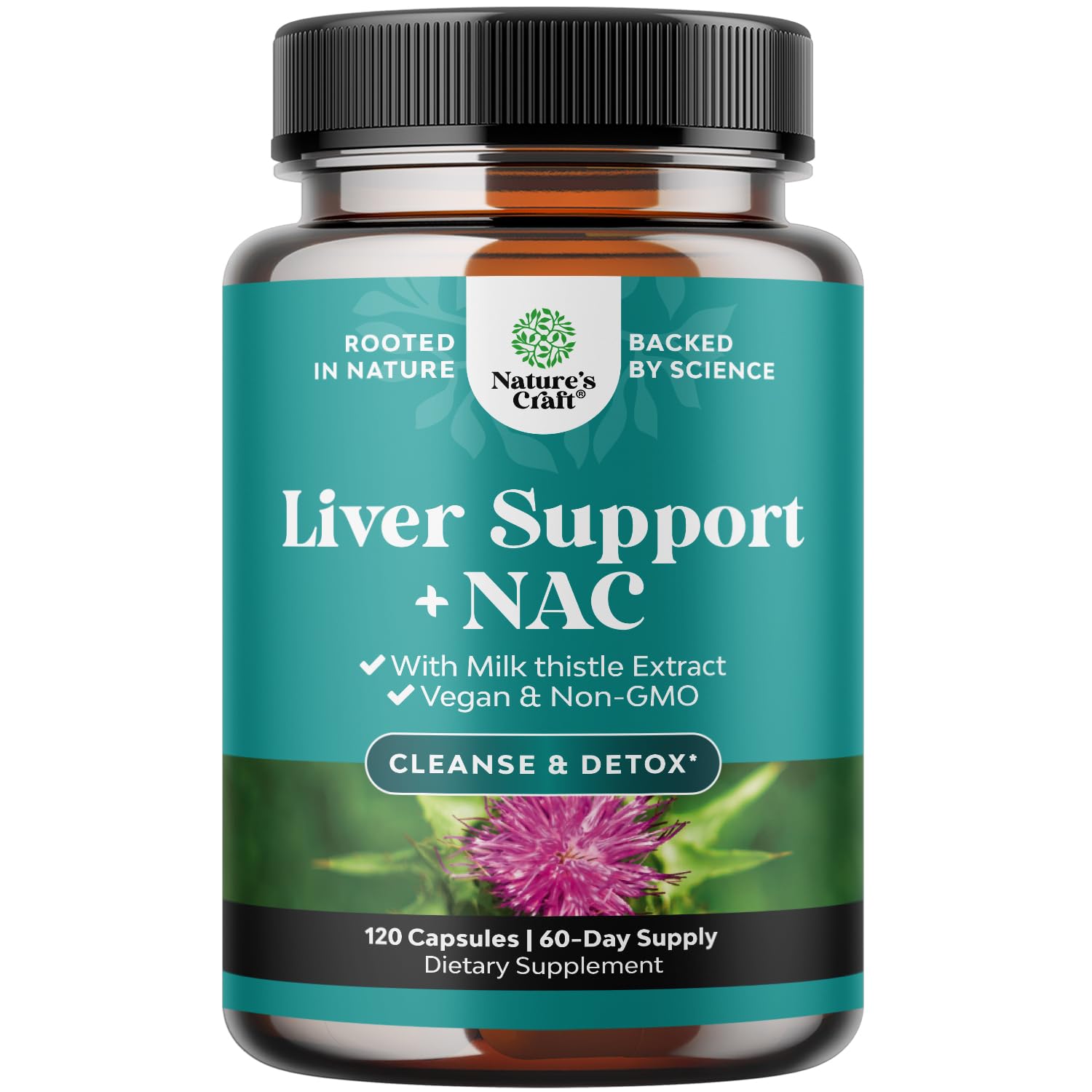 Bottle of Liver Support NAC with Milk Thistle 120 caps