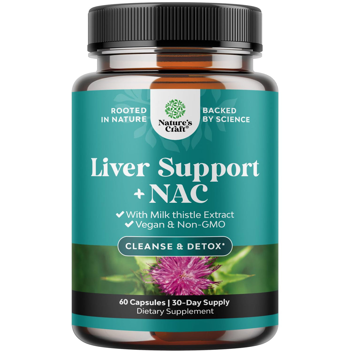 Liver support NAC supplement with milk thistle bottle