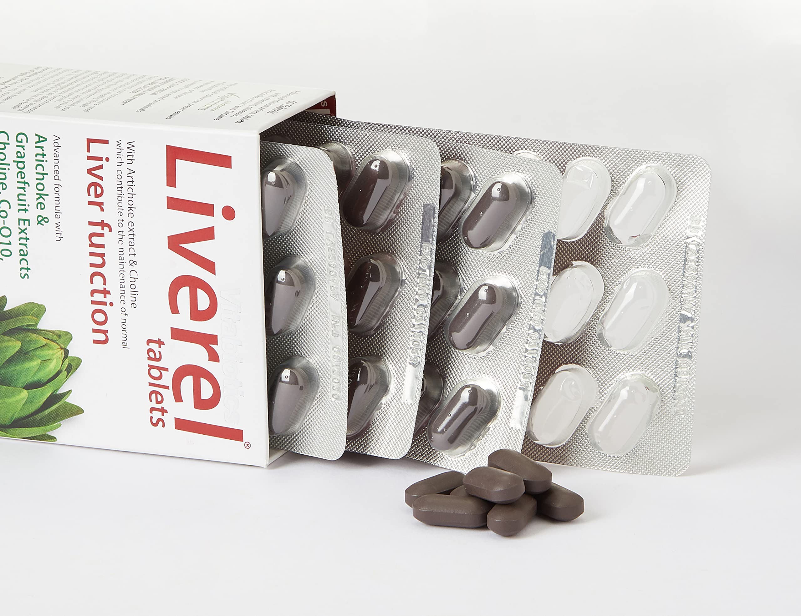 Liverel 60 tablets bottle with label front view