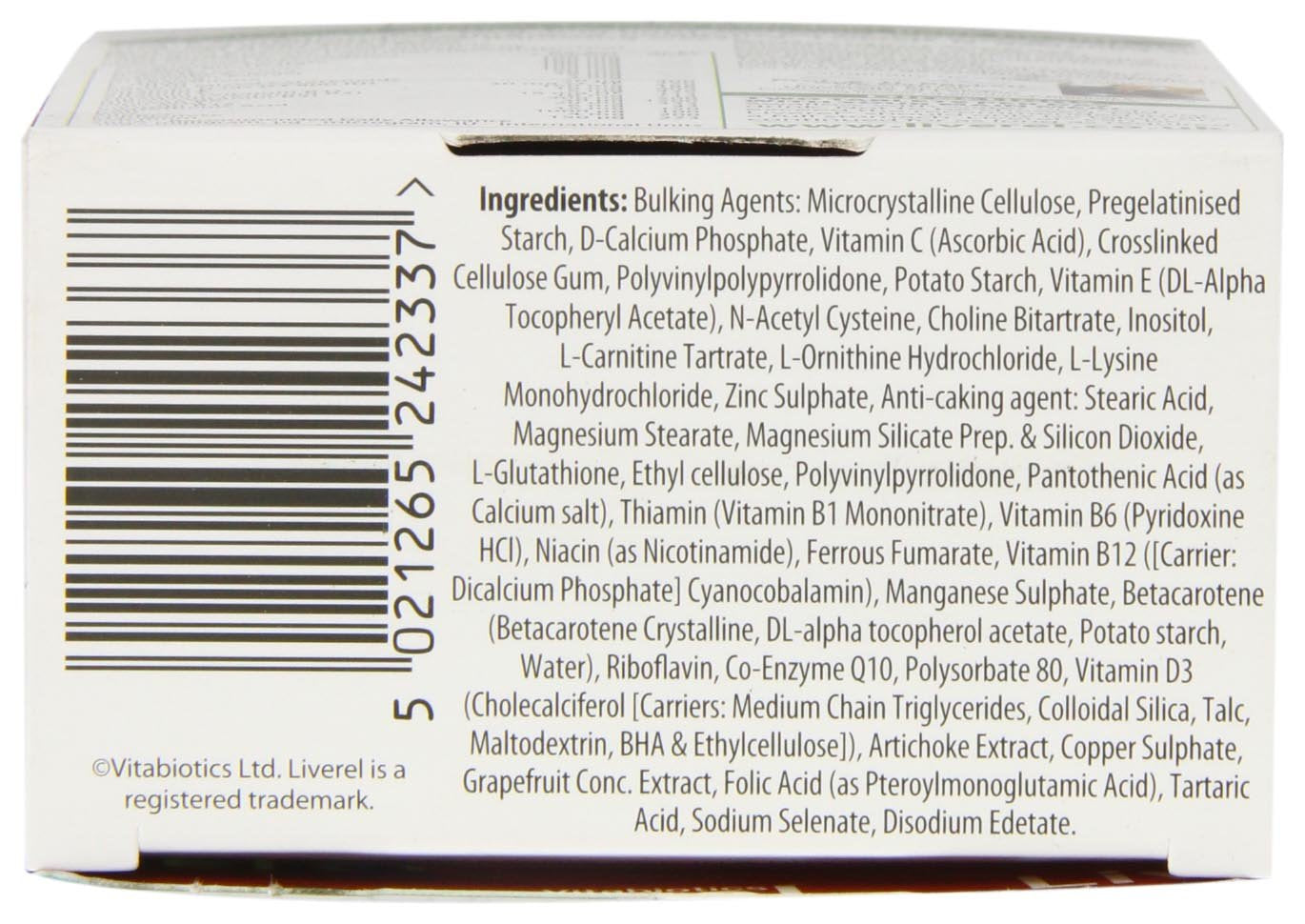 Open Liverel bottle with tablets