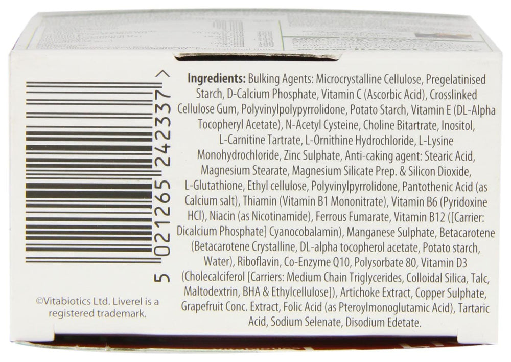 Open Liverel bottle with tablets