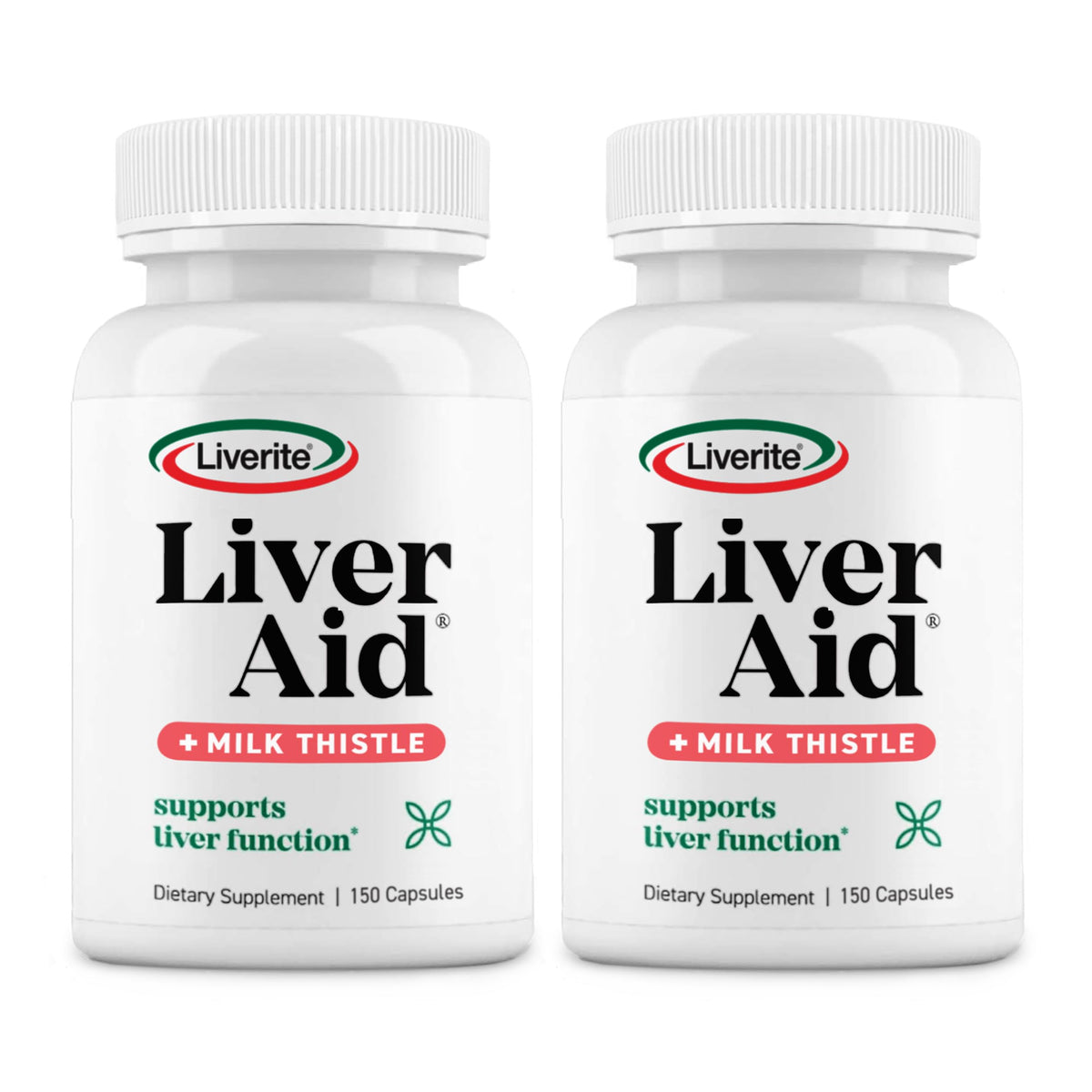 Liverite Liver Aid two-pack bottle front view with Milk Thistle