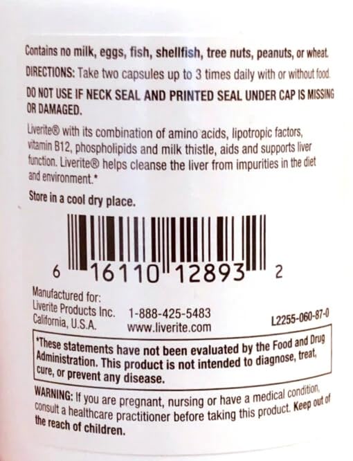 Close-up of Liverite Liver Aid bottle label featuring Milk Thistle