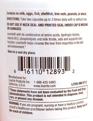 Close-up of Liverite Liver Aid bottle label featuring Milk Thistle