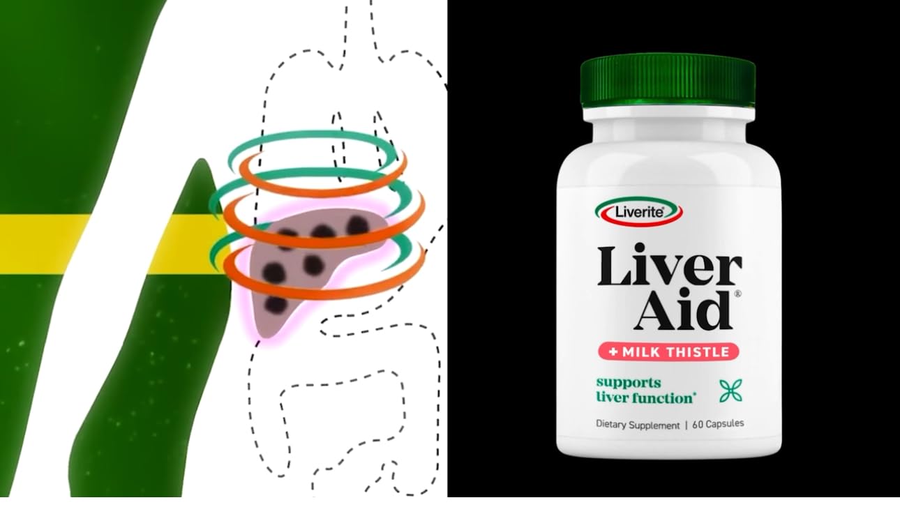 Lifestyle scene with Liver Aid bottle highlighting energy benefits