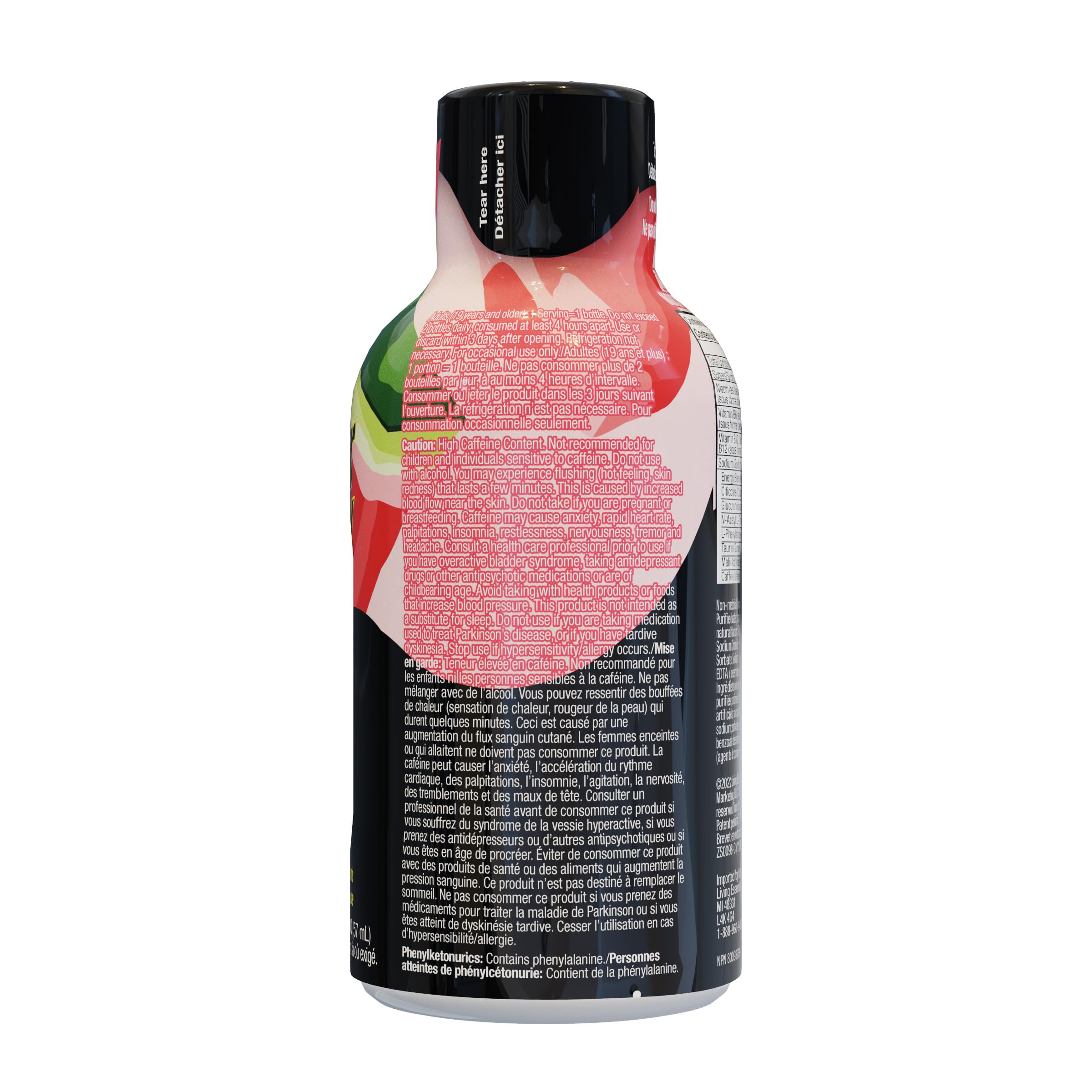 Living Essentials Watermelon Energy Shot outdoor use supports backyard activities and quick boosts.