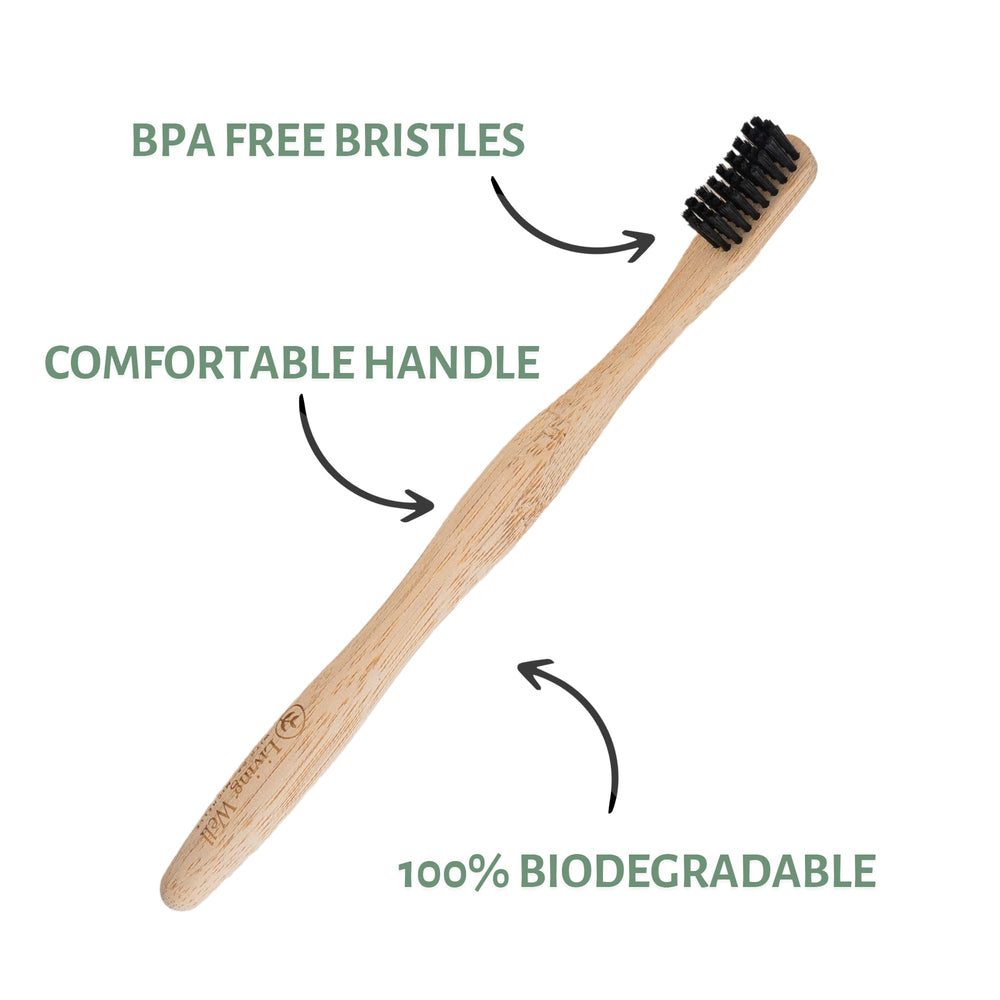 Travel bag for on-the-go oral care with bamboo toothbrush