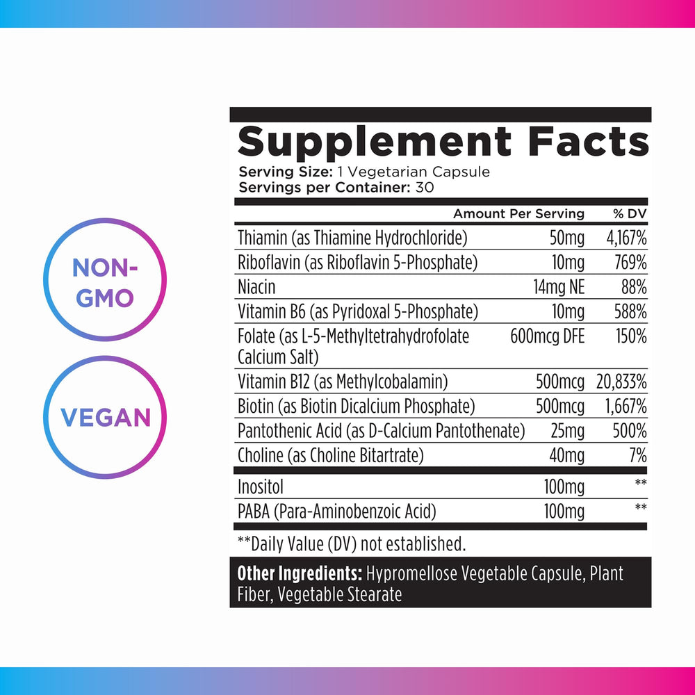 Back of bottle with nutrition facts