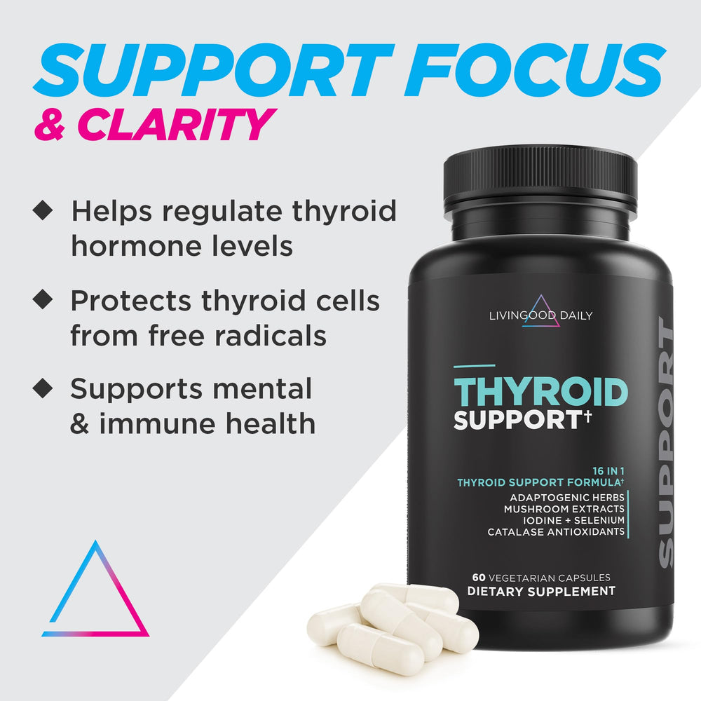 Close-up of vegetarian capsules with thyroid support formula