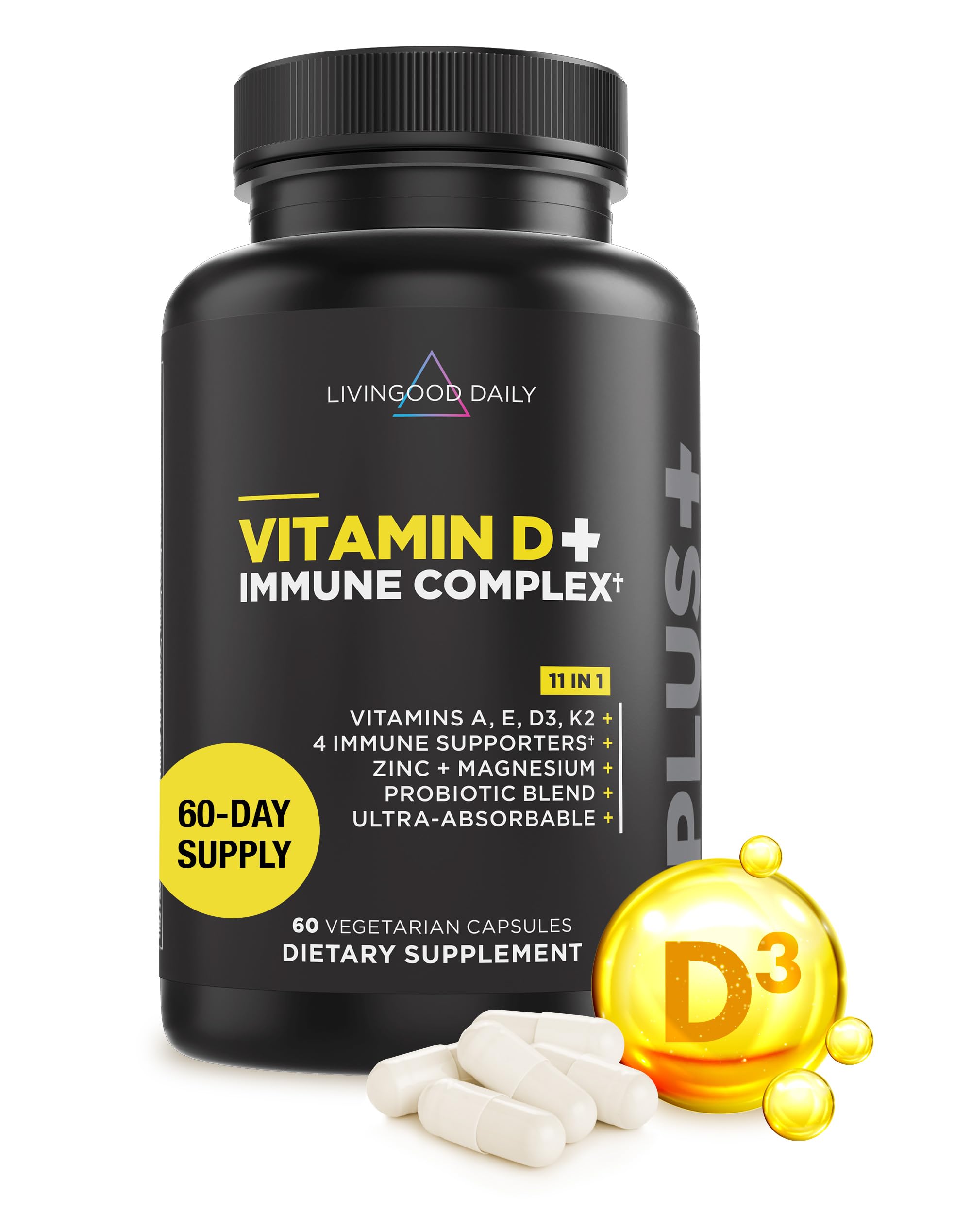 Livingood Daily Vitamin D + Immune Complex bottle label front