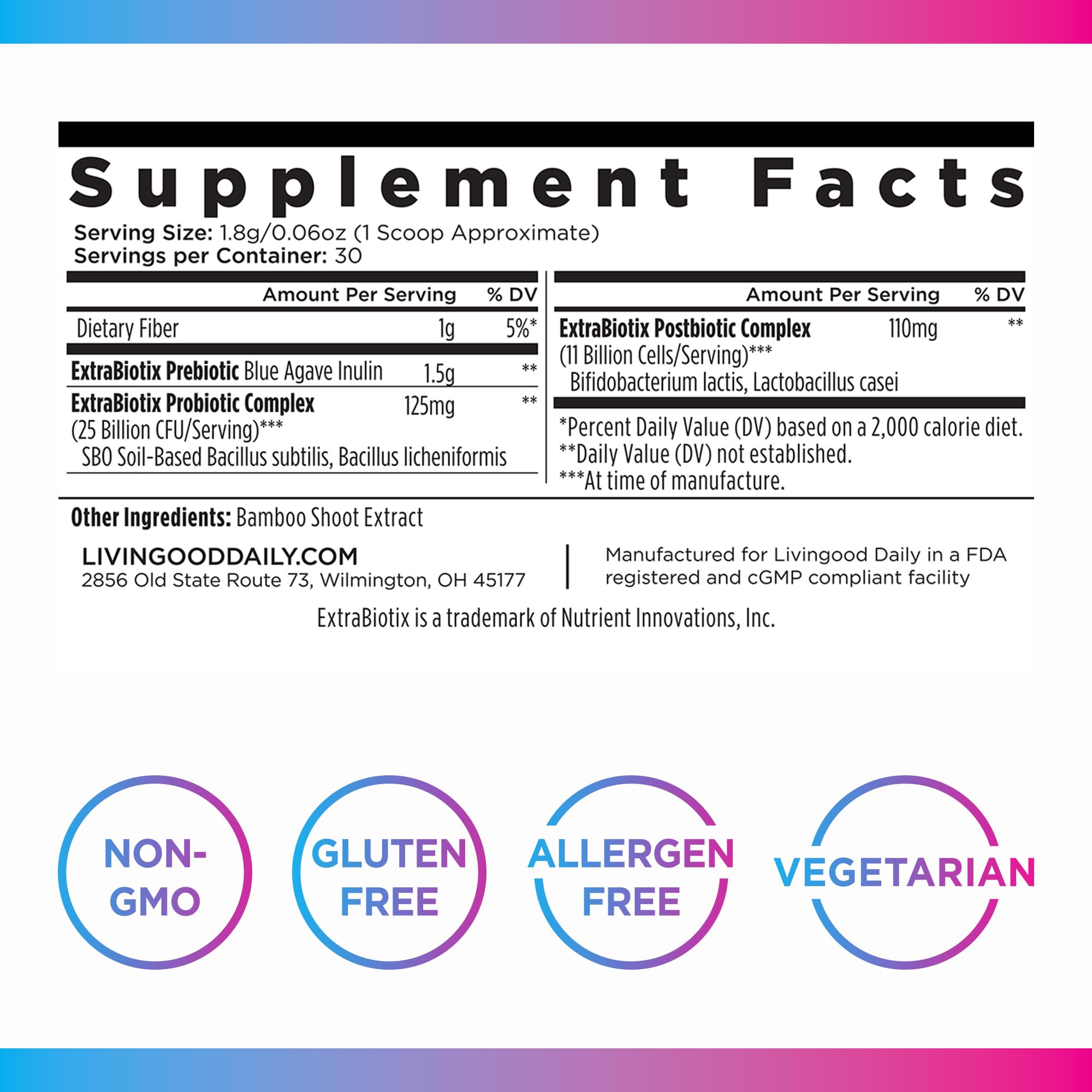 Product packaging showing vegan, gluten-free, non-GMO labeling