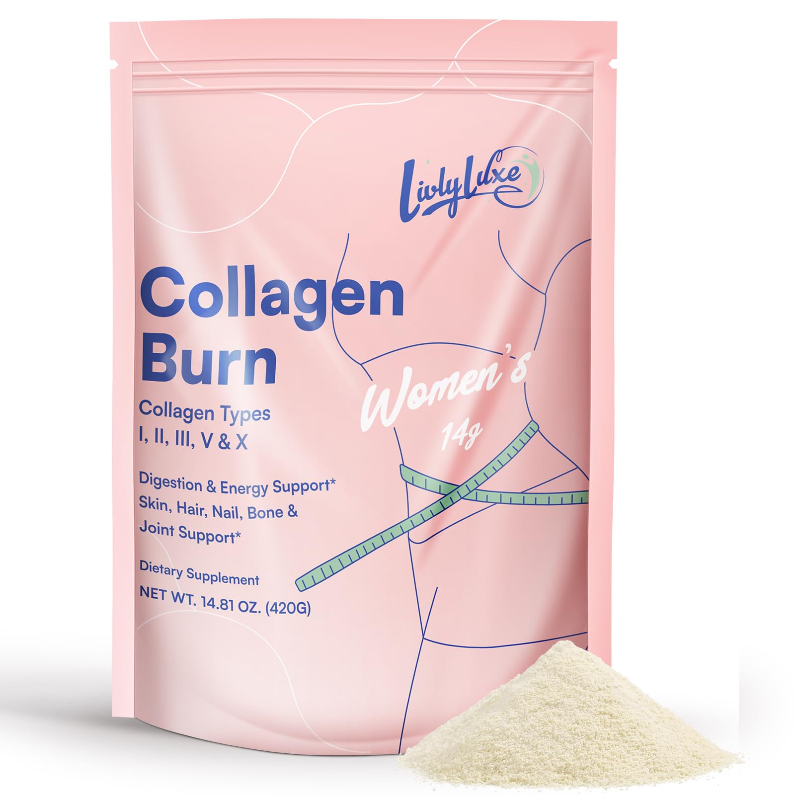 LivLyLuxe Collagen Burn Powder for Women packaging