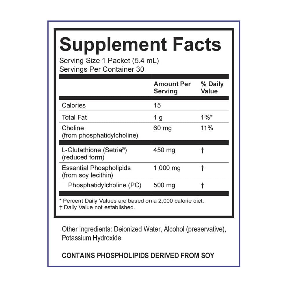 Front of packet showing 450 mg Glutathione per packet