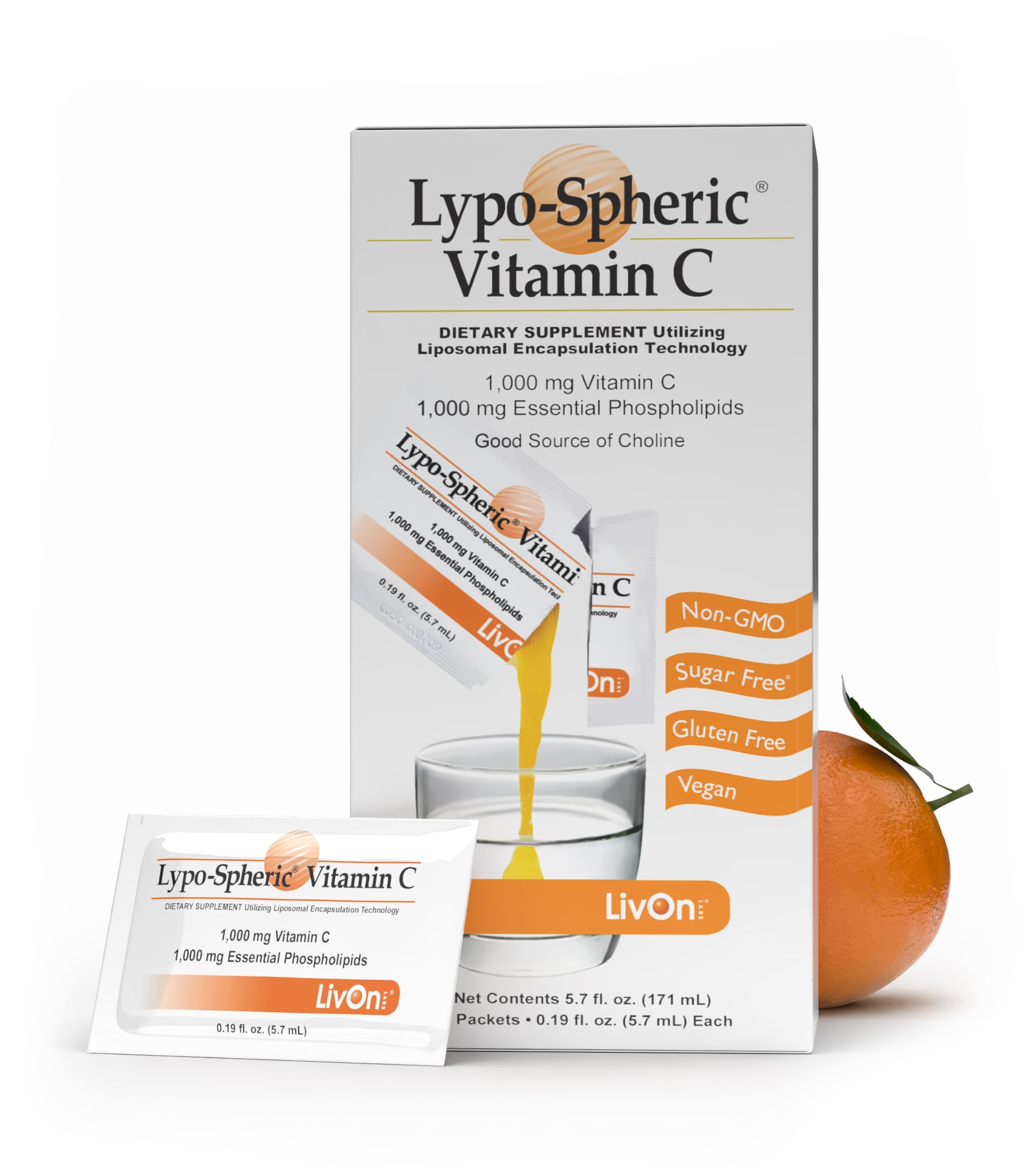 LivOn Liposomal Vitamin C 1000mg packet ready for quick immune support.