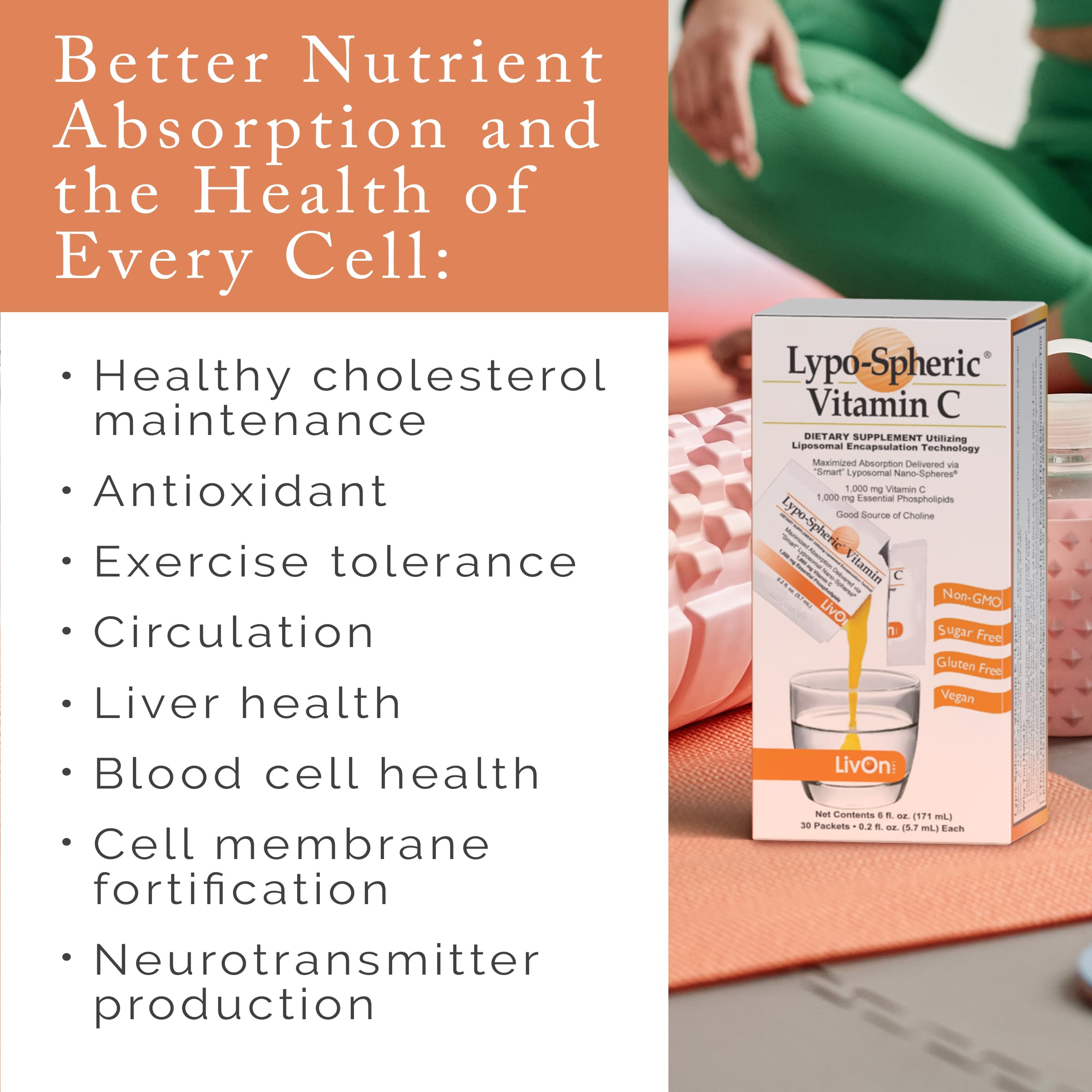 Graphic illustrating liposome encapsulation and essential phospholipids