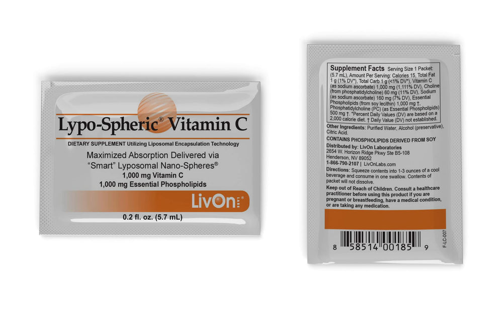 Close-up of liposome-encapsulated Vitamin C packet