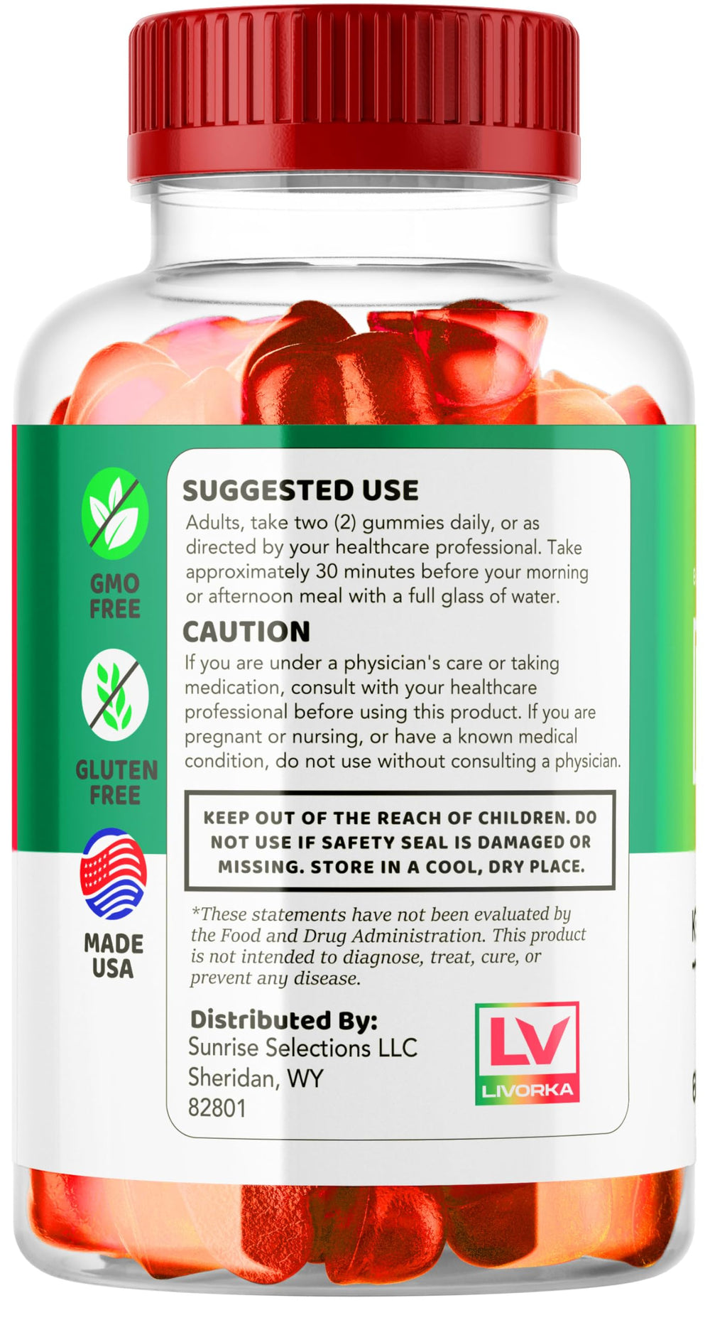 LIVORKA gummies with fresh fruit lifestyle shot suggesting enjoyable flavor