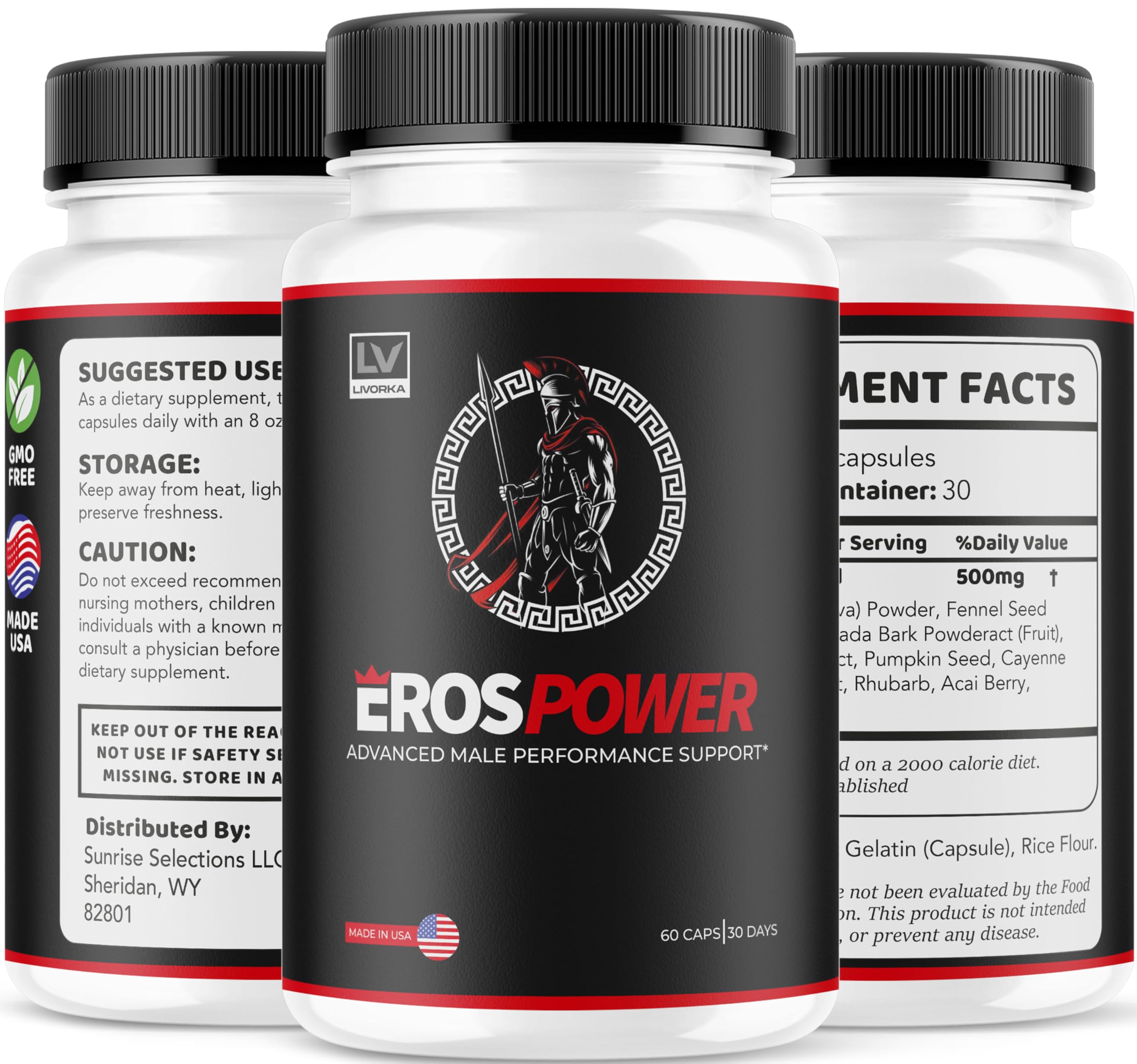 LIVORKA Eros Power packaging inner view — 180 capsules for three months.