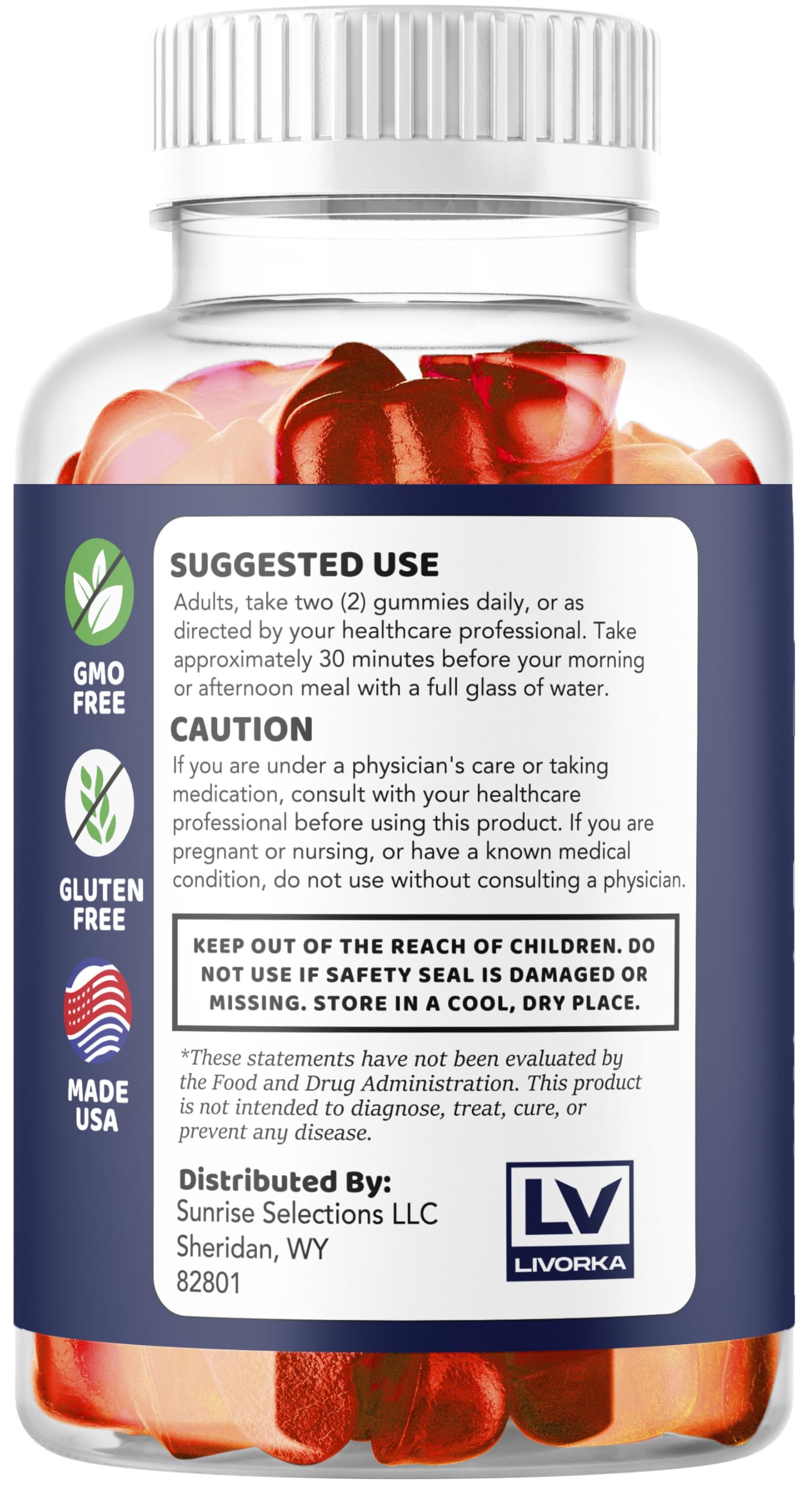 Gummies with apple slices and bottle