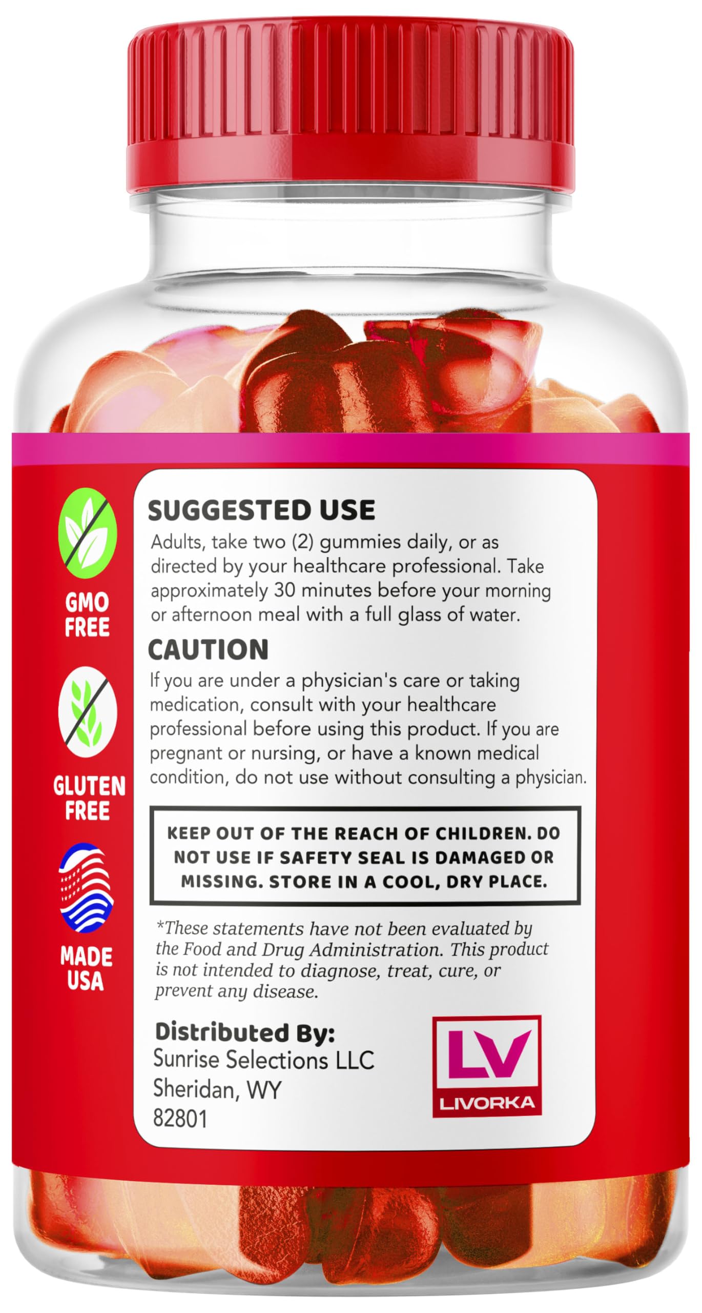 LIVORKA LipoGummy packaging box displaying 60 gummies for a month.