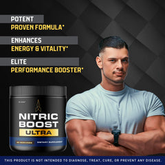 LIVORKA Nitric Boost Ultra Purple Powder tub close-up highlighting label for quality ingredients.