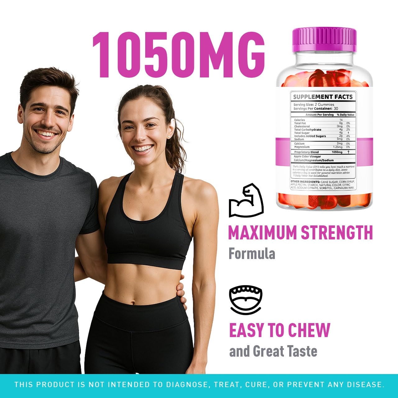 Gummies blister-pack image emphasizes convenient 60 count bottle