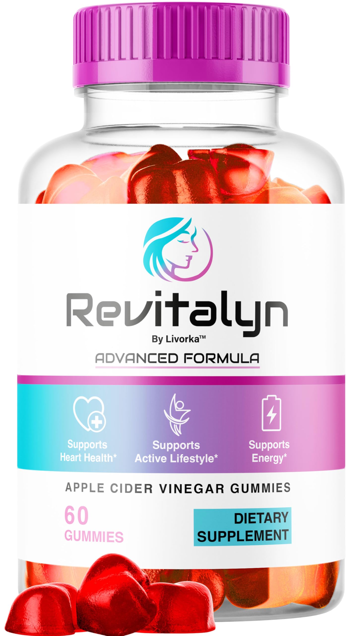 LIVORKA Revitalyn bottle-front showcases daily gummies for skin-friendly routine.