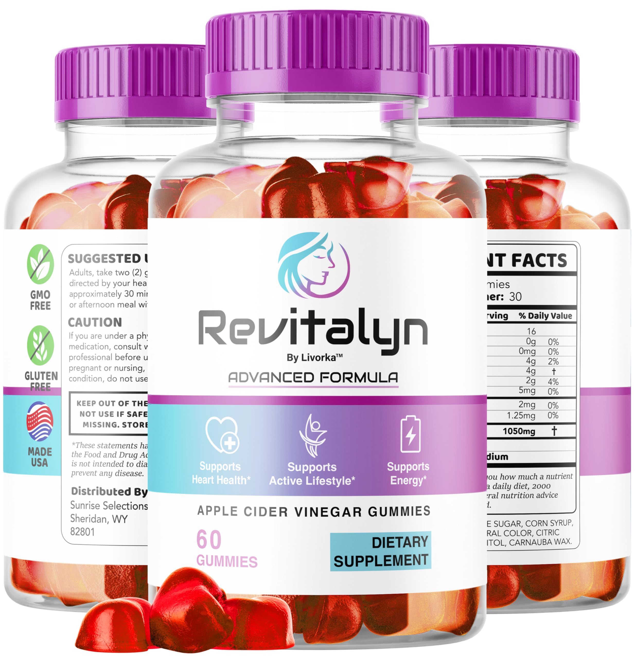 LIVORKA Revitalyn Gummies travel pack showing portable 2‑month supply.