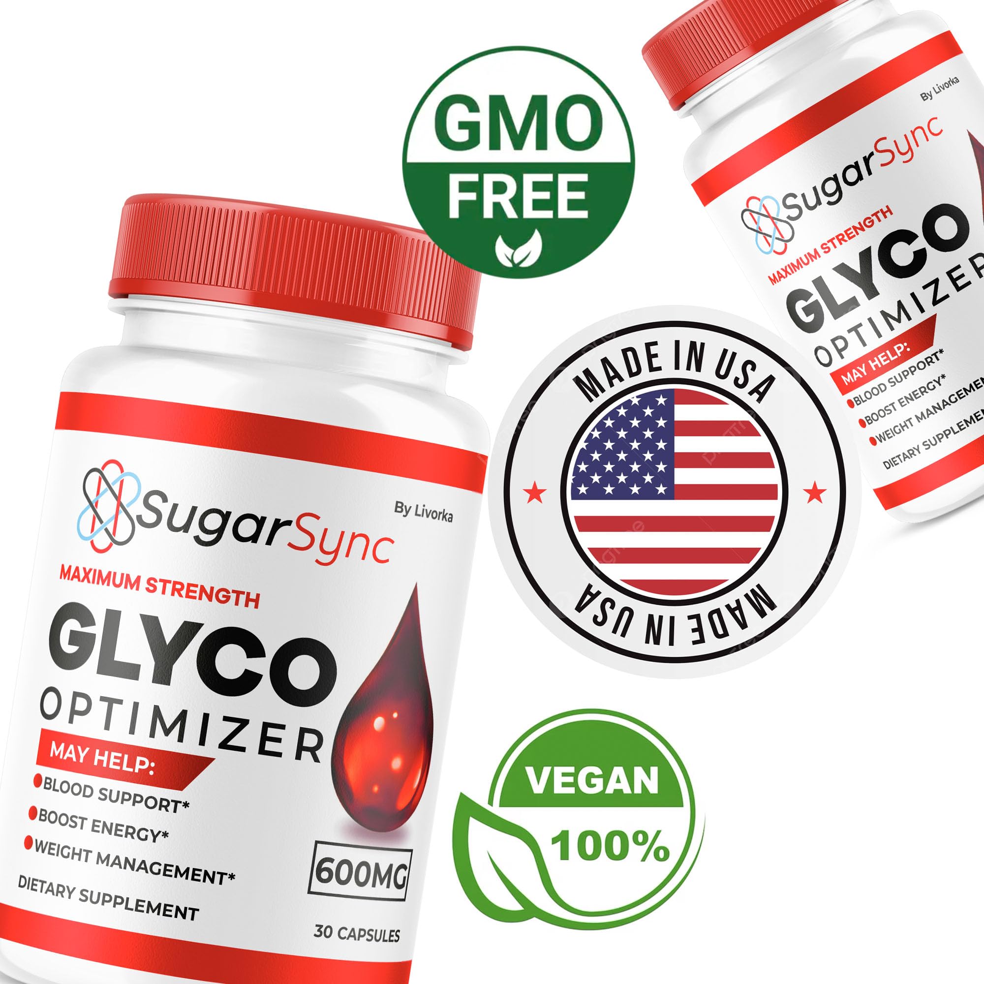 LIVORKA Glyco Optimizer vegan Non-GMO formula for diverse diets.
