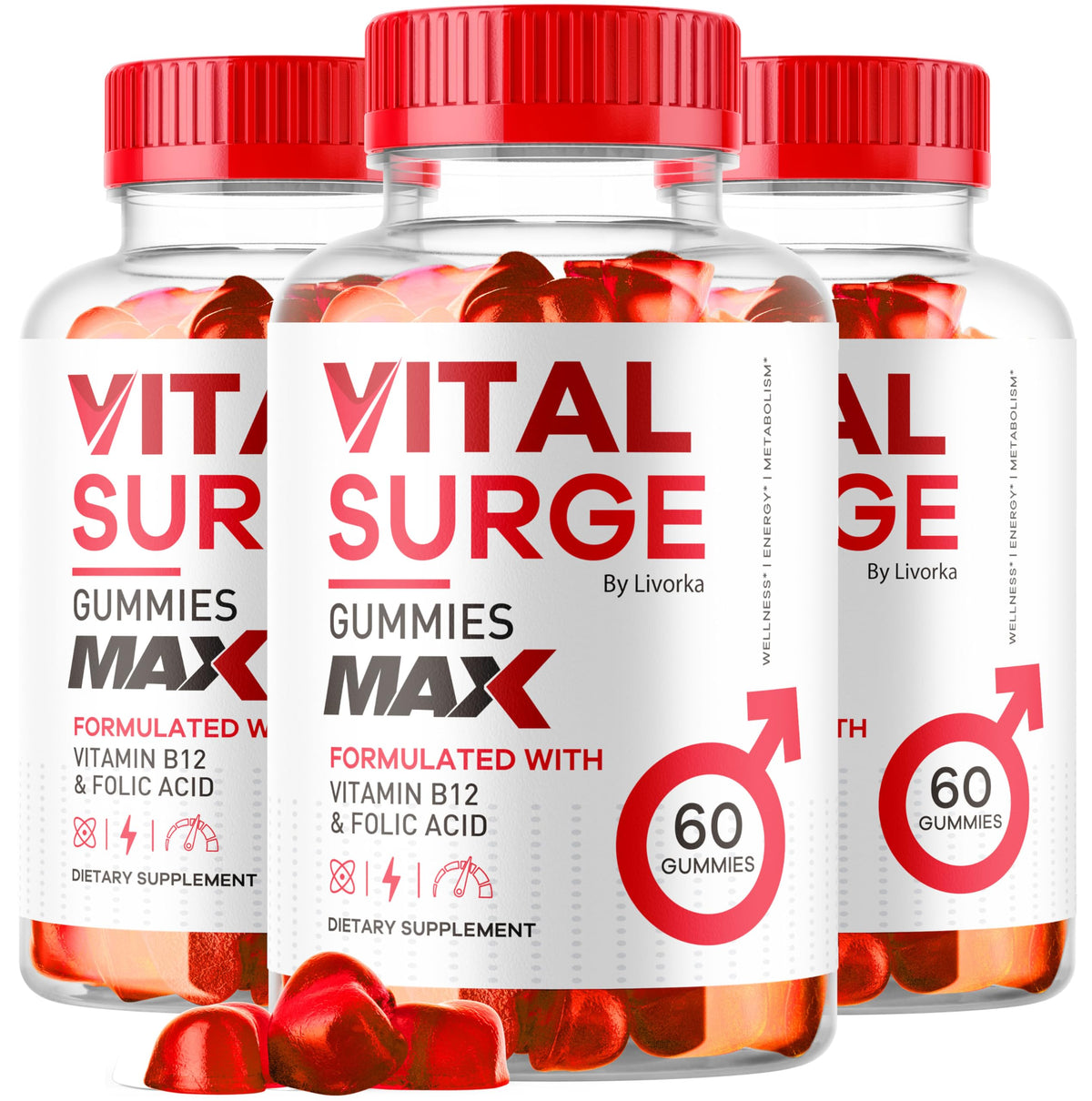 LIVORKA Vital Surge bottle front with 180 gummies for daily vitality.
